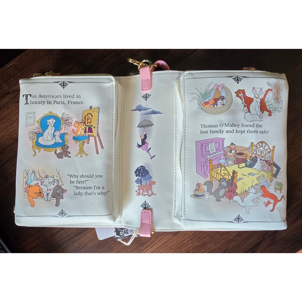 Loungefly Disney The Aristocats Storybook Convertible Crossbody Bag / Backpack - Picture 3 of 4